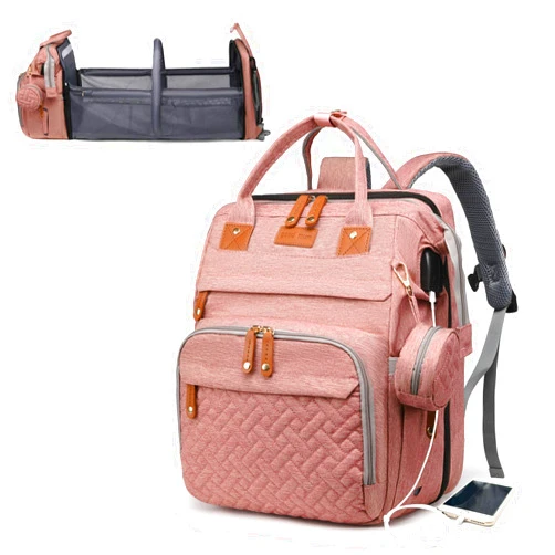 Astro alan Baby Diaper Bags with Changing Station, Waterproof Diaper Bag Backpack for Moms Dads with USB Charging Port, Baby Shower Gifts, Large Capacity diaper backpack, Pink