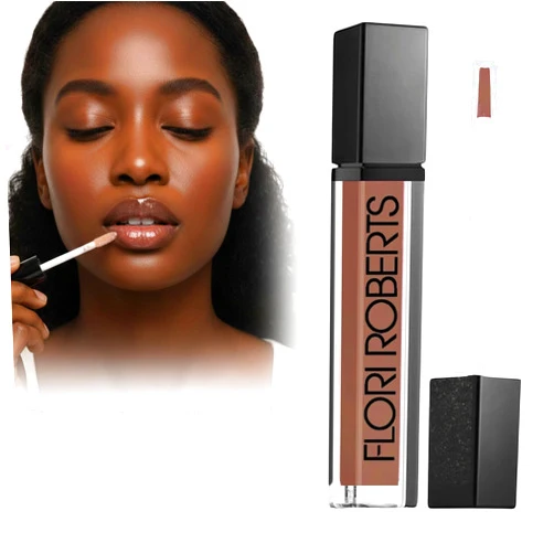 Flori Roberts Mineral Base Lip Shine, Vibrant Lip Gloss Makeup for Women of Color or Deeper Skin Tones, Non-Sticky, Long Wear High Shine Finish