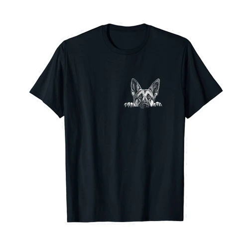 Valgory Vintage Pocket Funny Dog German Shepherd Dog Pet Lover Shepherds T-Shirt