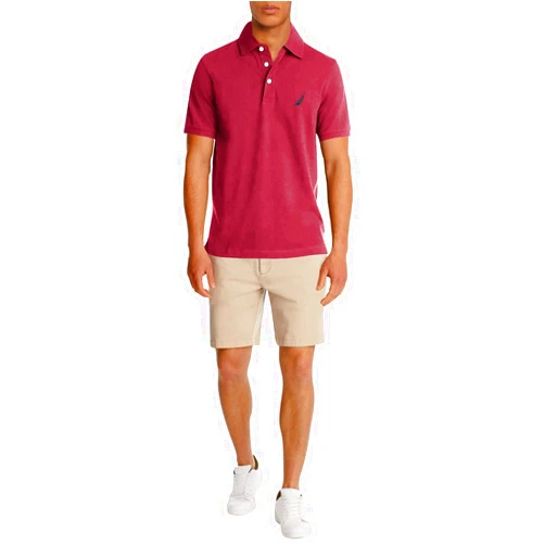 Nautica Men's Short Sleeve Solid Stretch Cotton Pique Polo Shirt