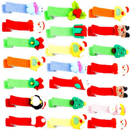 SENNI 20PCS Christmas Hair Clips for Girls Cute Christmas tree elk snowman gift box Christmas socks Hair Barrettes for Baby Infant Toddler Girl Children Kids Favor Gift Christmas (20PCS style 1)