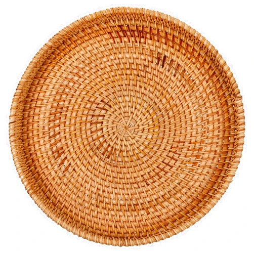 SHOWERORO Rattan Storage Basket Fruit Container Tabletop Fruits Basket Fruits Tray Wicker Tray Rattan Serving Tray Dining Table Decor Multi-function Fruit Plate Dinner Plate Stackable
