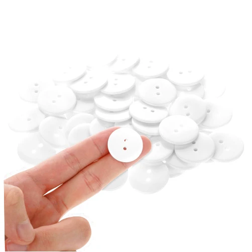 Salbsever 50 Pcs Resin Pure White Buttons, 1 Inch Round 2 Hole White Small Buttons Shirt All-Purpose Buttons for Sewing Shirts Coats Clothing Craft Eye Replacement Pillow and Craft Project Decoration