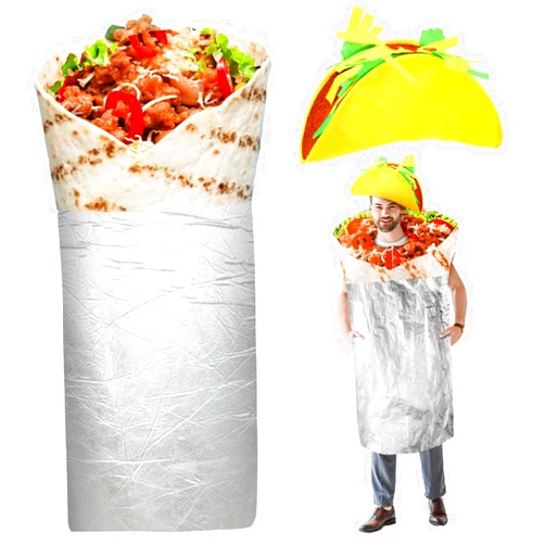 Hicarer Halloween Taco Costume Set Adult Taco Halloween Costume Burrito Food Outfit Deluxe Set Funny Food Cosplay Costume