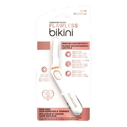Finishing Touch Flawless Bikini Shaver and Trimmer Hair Remover for Women, Dry Use Electric Razor, Personal Groomer for Intimate Ladies Shaving, No Bump, Smooth Shave