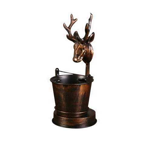 WDBB Ash Tray Ashtray Deer Iron Retro Creative Ashtrays Portable Windproof Ash Tray Exquisite Multifunction for Outside Indoor Craft Ornaments Suitable for Home/Patio/Indoor (Color : A)