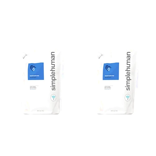 simplehuman Spring Water Moisturizing Liquid Hand Soap Refill Pouch, 34 Fl. Oz. (Pack of 2)