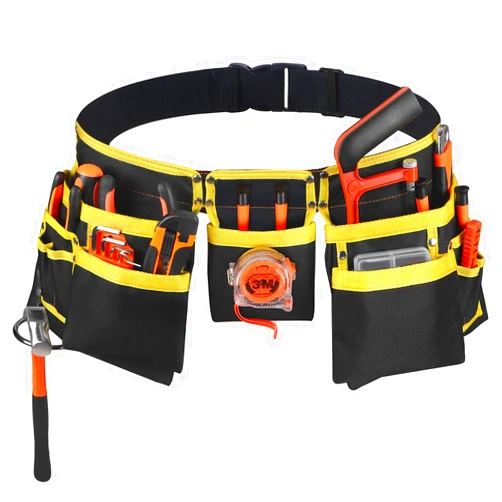 LOTKEY Tool Belt, 13 Pockets Tool Belts for Men Including Steel Hammer Loops Measuring Tape Holder Tool Pouch Adjustable Up to 41
