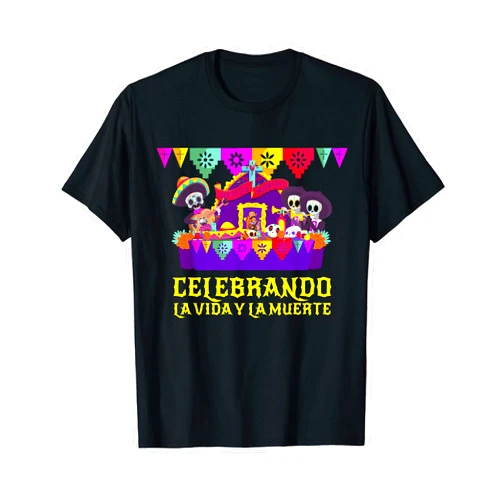 Sugar Skull Día de Los Muertos Art by NLTS Día De Los Muertos Family Altar With Sugar Skulls Mariachis T-Shirt