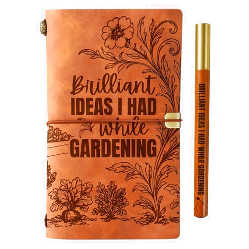 InnoBeta Gardening Gifts for Women Men Plant Lovers, Plant Lady, Gardeners, Cool & Unique Garden Leather Journal Notebook with Pen and Pen clip 7.87 x 4.7 Cover, 4 x 7.5 Pages (Inches) - Gardening