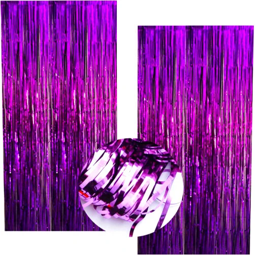 CJIBMWI Sparkling Purple Foil Fringe Curtain Backdrop, Metallic Tinsel Streamer Photo Booth Props for Birthday Wedding Engagement Bridal Shower Baby Shower Bachelorette Graduation Party Decorations -2 Packs