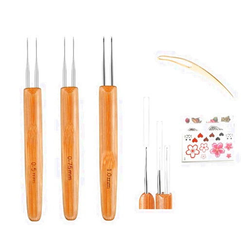 MIUULAAR Dreadlocks Crochet Hooks 3pcs/Set ，Braid Hair Dreadlocks Needle ，Dreadlock Crochet Hook Tool Weaving Needle Tool ，Locs Crochet Needle （3 Pieces 2 Hooks /0.5mm+0.75mm+1mm)