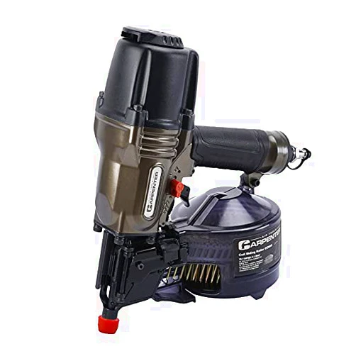 Carpenter Air Tools CCN65 15 Degree 1-1/2″ to 2-1/2″ Pneumatic Coil Siding Nailer with Tool-less Depth Adjustment, Drives wire and plastic collated nails.