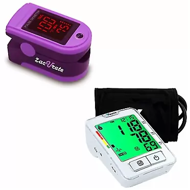 Zacurate Pro Series 500DL Fingertip Pulse Oximeter and Vaunn Blood Pressure Monitor Bundle