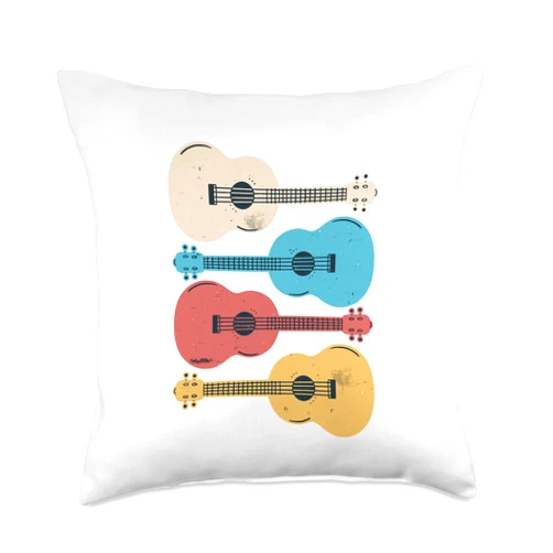 Musikinstrumente Gitarristen lustige Sprüche Ukulele Guitar Comic Art Design for Men Women Children Throw Pillow, 18x18, Multicolor