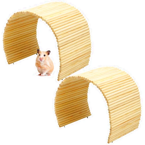 QWORK Hamster Climbing Ladder Wooden Suspension Bridge – 2 Pack Large 26.4