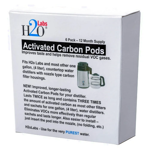 H2o Labs Activated Carbon Pods for Water Distillers, More Activated Carbon and better VOC removal than other brands. (Full Year Supply).