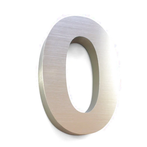Numeros Residenciales House numbers for outside - 3D 7inch House Number - Brushed Aluminium - Numeros Residenciales (Number 0)