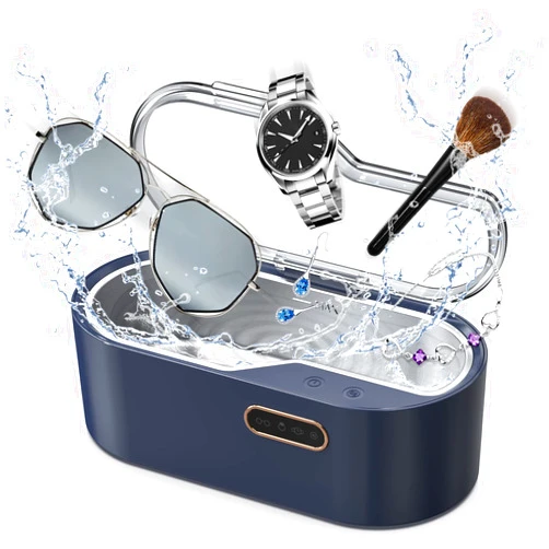 Aparatoo 450ml Jewelry Cleaner, Ultrasonic Cleaning Machine with 4 Time Modes, 45kHz Portable Professional Household Cleaner for All Eyeglasses Watches Shaver, Dark Blue