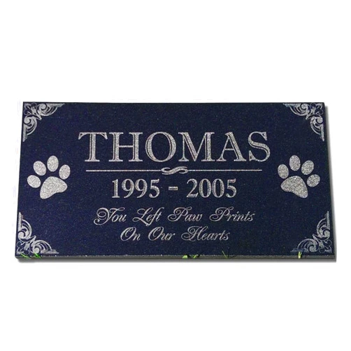 RocksOnly You Left Paw Prints on Our Hearts Pet Memorial Stones Personalized Headstone Grave Marker Absolute Black Granite Garden Plaque Engraved with Dog Cat Name Dates