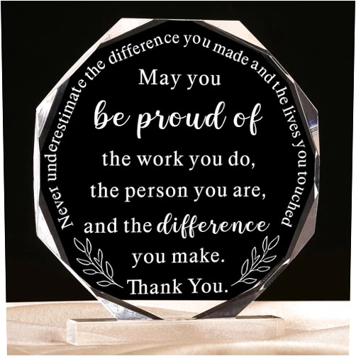 Yookeer May You Be Proud of The Work You Do Thanks Appreciation Anniversary Work Gifts for Employees Coworker Women Men Colleague(Octagon Style)