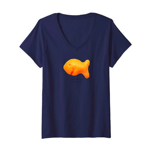 EELyo CLOTHING Womens Scientific Goldfish [Carassius auratus] Snack Novelty V-Neck T-Shirt