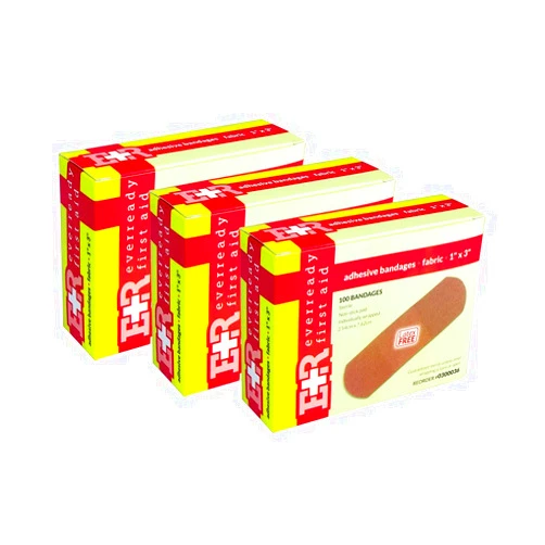 Ever Ready First Aid 1” x 3” Fabric Adhesive Bandages, Latex-Free Stretchy Strips – 300 Count