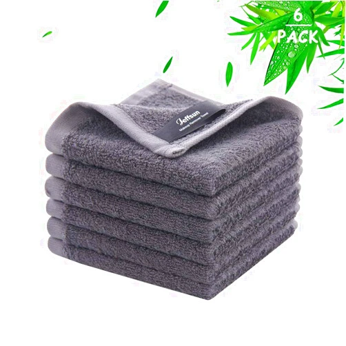 JEFFSUN Wash Cloths 6 Pack, Reusable Makeup Remover Cloths, 10x10 inch Small Face Washcloths, Easy to Rinse Grey Facial Cleaning Cloths, Super Soft and Gentle Face Towel for Delicate Sensitive Skin