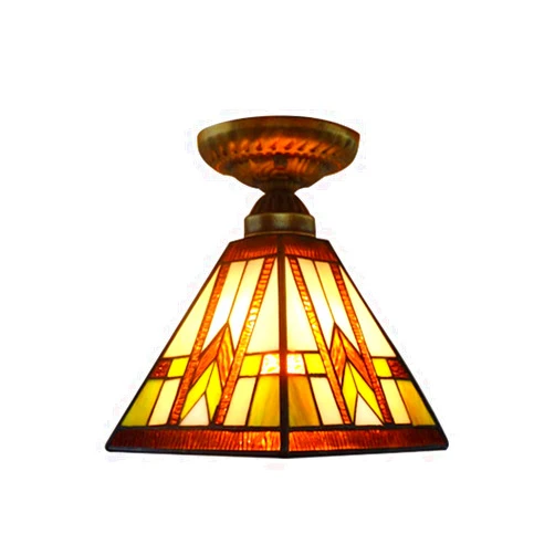 LITFAD Tiffany Mission Style Semi-Flush Mount Ceiling Light Fixture 110V-120V 8