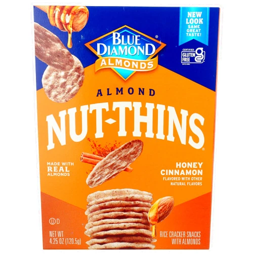 Blue Diamond Almonds, Nut-Thins Gluten Free Cracker Crisps, Honey Cinnamon, 4.25 Ounce