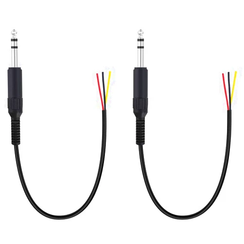 Fancasee 2 Pack Replacement 6.35mm Male Plug to Bare Wire Open End TRS 3 Pole Stereo 1/4