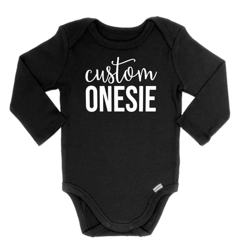 Kate & Meri Custom Long Sleeve Baby Onesie Bodysuit | Personalized Long Sleeve Baby Romper