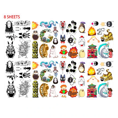 Pounchi Cute Cartoon Temporary Tattoos (8 Sheets) Gifts Anime Decor Cosplay Waterproof Temporary Tattoos Cartoon Stickers Party Favors Supplies for Teens Kids
