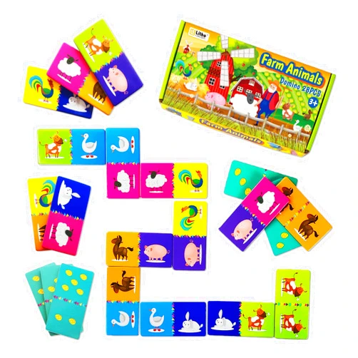 LithoConcepts Double-Side Dominoes Games,Animal Dominoes for Kids Ages 4-8,Super Fun Family Game,Make A Great Gift for Preschool,Educational Toys for 3+ Year Old