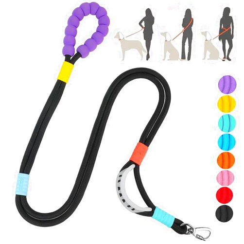 JSXD Dog Leash,5 FT Heavy Duty Dog Training Leash,Double Handle Comfortable Padded Hands Free Dog Leash,Adjustable Crossbody Waist Leash for Small Medium Large Dogs(Black)