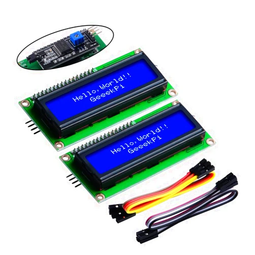 GeeekPi 2-Pack I2C 1602 LCD Display Module 16X2 Character Serial Blue Backlight LCD Module for Raspberry Pi Arduino STM32 DIY Maker Project Nanopi BPI Tinker board Electrical IoT Internet of Things