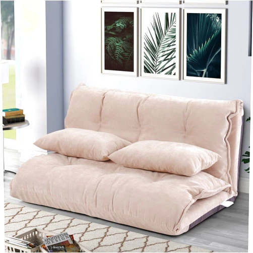 Yone jx je Adjustable Floor Sofa Bed, Foldable Lazy Sofa Sleeper Bed with 6 Position Backrest & 2 Pillows, Convertible Futon Couch Bed PU Tatami, Lounge Recliner for Living Room (Beige)