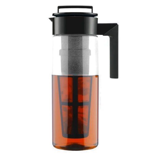 Takeya Flash Chill Iced Tea Maker - Airtight & Durable Iced Tea Maker Jug with Silicone Carry Handle - Leak-Proof & Lightweight Tea Infuser with Patented Flash Chill Technology - 2 Quart, Black