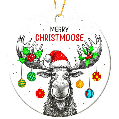 BAOXUE Moose Ornaments for Christmas Tree, Christmas Vacation Ornament, Hunting Woodland Animal Deer Ornaments, Cute Ornament for Kids - Moose Gifts for Women Lovers