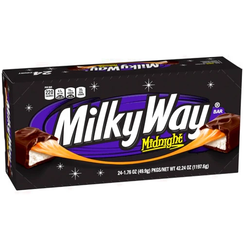 MILKY WAY Candy Midnight Dark Chocolate Bars Bulk Pack, Full Size, 1.76 Bar (Pack of 24)