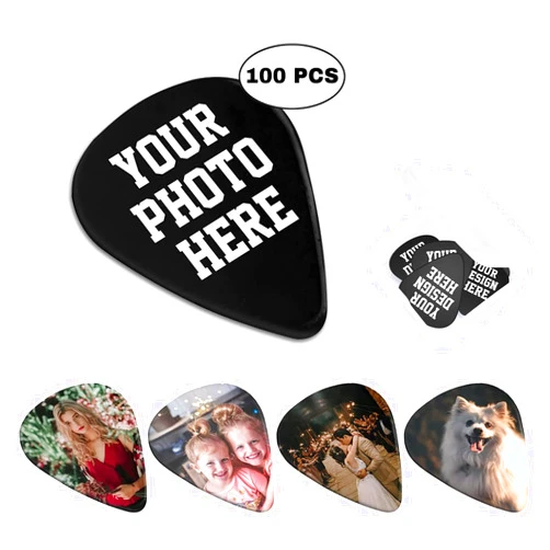 IQCGSSYG 100 Pack Custom Guitar Picks Personalized Guitar Pick Add Your Photo Text Three Thin Thicknesses Guitar Accessories for Guitar Players Dad Guitar Bass Upgrade Model