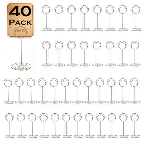 Cyrico 40 Pcs Table Number Holders Place Card Holder, 3.3 Inch Picture Holders for Tables Name Cards Photo Menu Memo Clips Sign, Ideal Table Number Stands for Wedding, Birthday Anniversary Party, Restaurant