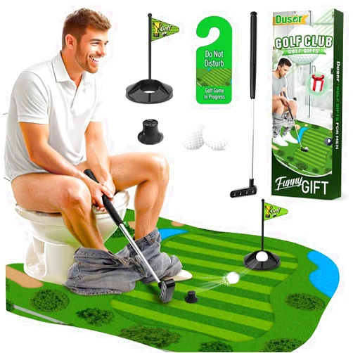 Dusor Toilet Golf Gifts for Men, Fathers Day Golf Gifts, Fathers Day Gamer Gifts from Daughter, Father's Day Golf Game Gifts Potty Putter, Gag Gifts Funny Adult, Funny Gifts for Men, Godfather Gamer Gifts