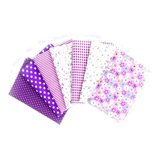 Zerone 7Pcs Assorted Fat Quarter Bundle Quilt Quilting Cotton Fabric Sewing DIY Set, Soft Touch, Handmade DIY, Small Cloth Bags, Craft and Art Supplies ()