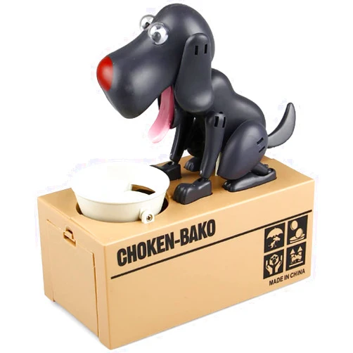Lfei New 2021 Piggy Bank, My Dog Piggy Bank, Kids Steal Coins Bank Piggy Bank Money Box, Dog Shaking his Head and Tail Ears Spin ,Birthday Gift for Kids (Black)