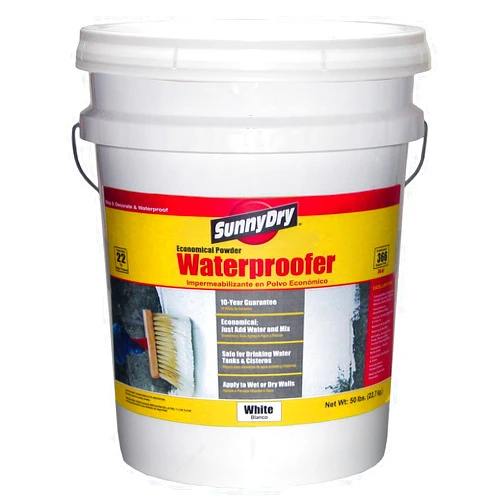 SUNNYDRY Sunny Dry Heavy Duty Powder Waterproofer, Apply to Wet or Dry Walls, Twice The Coverage Compared to Competition (White, 50lb)