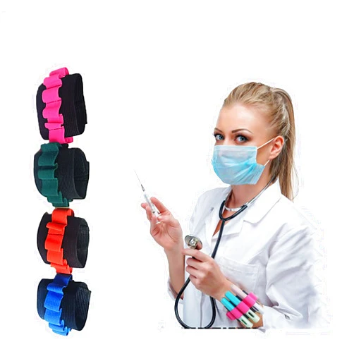Ytylbh 4 Pack Phlebotomy Supplies Tube Wristband Holder Set Blood Draw Kit Bracelet Strap Hold 8 Tubes Phlebotomist Accessories Easy to Carry Holder Wristband Storage Belt（RedBlueOrangeGreen (4)