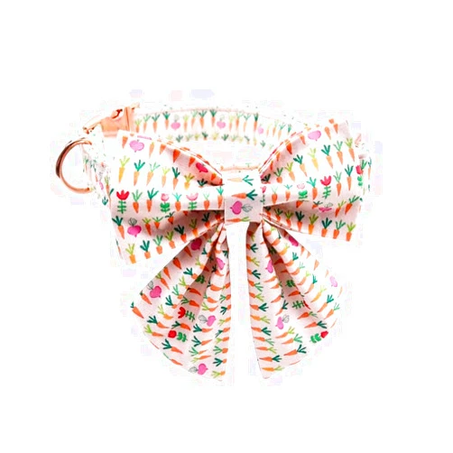 MR.CHUBBYFACE MR. CHUBBYFACE Easter Dog Collar Carrot Dog Collar with Flower Adjustable Dog Collar Bowtie for Small Medium Large Dogs
