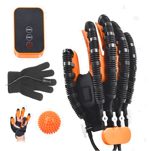 GENDOING Rehabilitation Robot Glove for Stroke Patient, Hand Stroke Recovery Equipment with Portable Belt, USB Chargeable Fingers Strength Training Device for Hemiplegia, Adjustable Speed and Strength