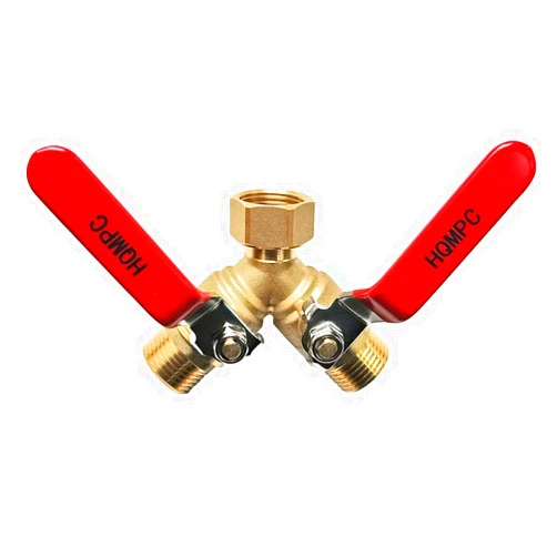 HQMPC Garden Hose Y Valve Hose Splitter Brass Hose Splitter With Stainless Steel Long Handle Brass Y Valve Water Garden Hose Adapter 2 Way Y Valve 3/4